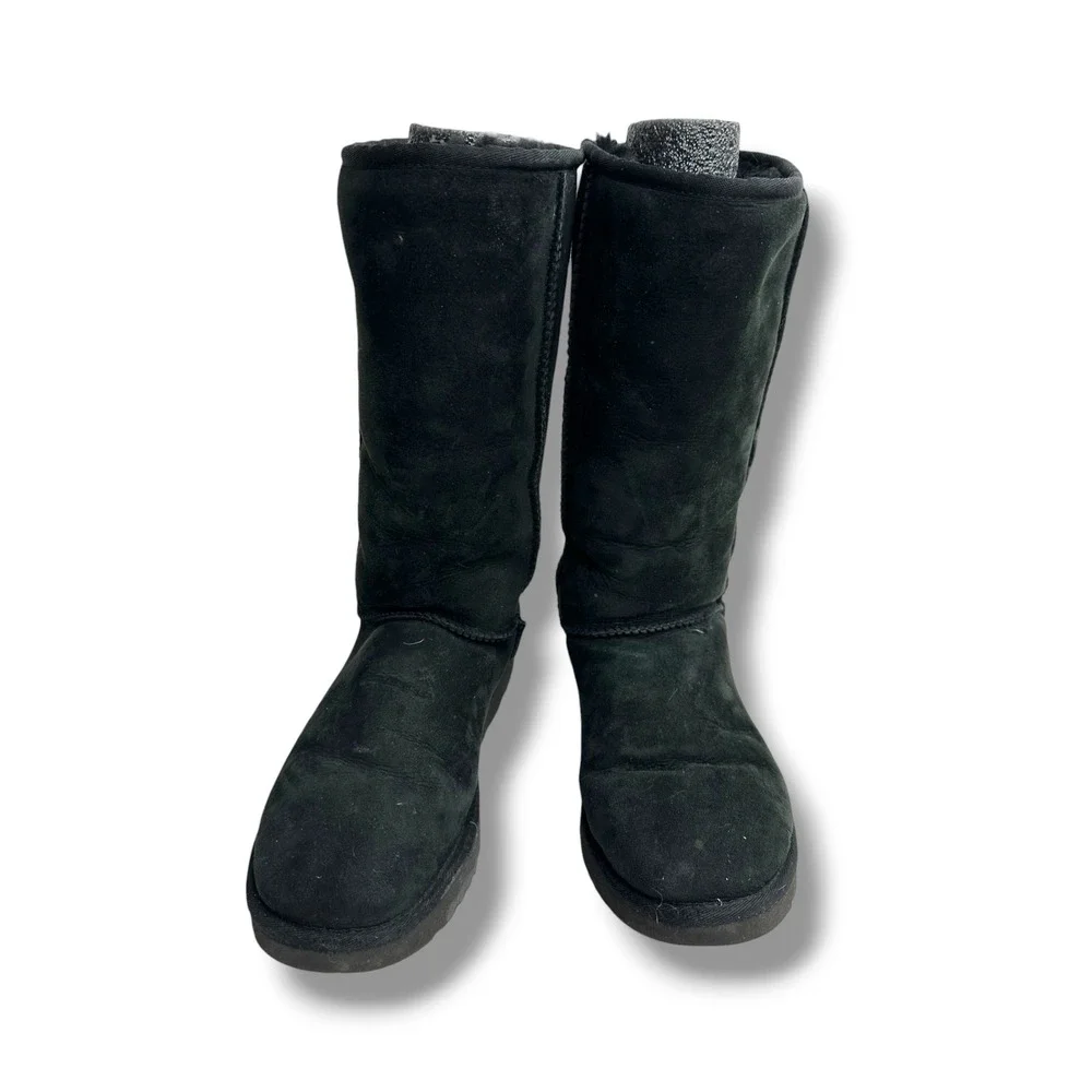 UGG Classic Tall II Black Suede Sheepskin Boots 1016224 Womens Size 9